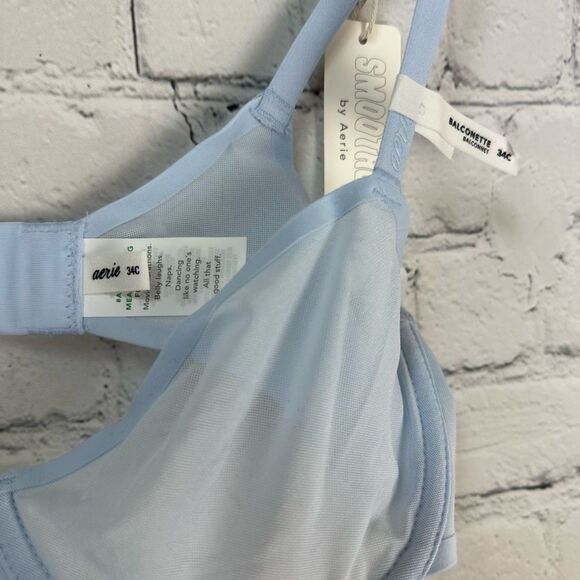 Aerie Smoothez 34C Green Mesh Unlined Balconette Full Coverage Underwire Bra - Picture 11 of 15